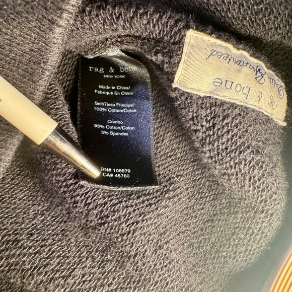 Rag & Bone Heavyweight Hoodie Men's Medium Solid Black Pullover Sweatshirt - Picture 11 of 12